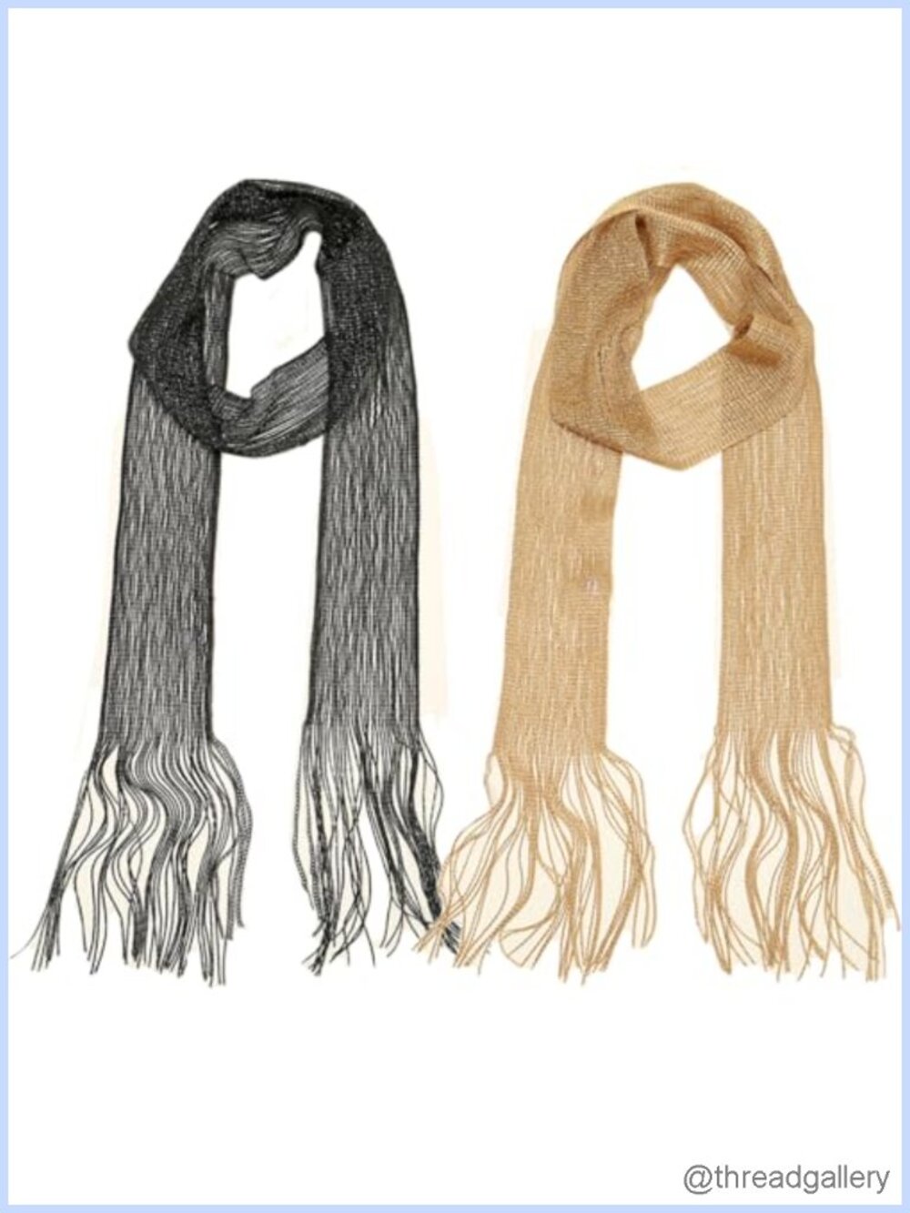 Sparkling Glitter Fashion Scarf with Tassels for Evening Parties 2 Pieces